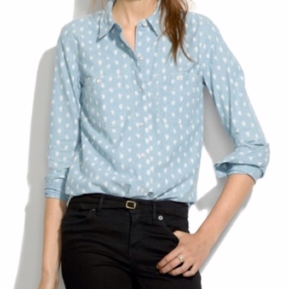 Madewell Tops - Madewell FloralBud Chambray Button Up Shirt Top XS